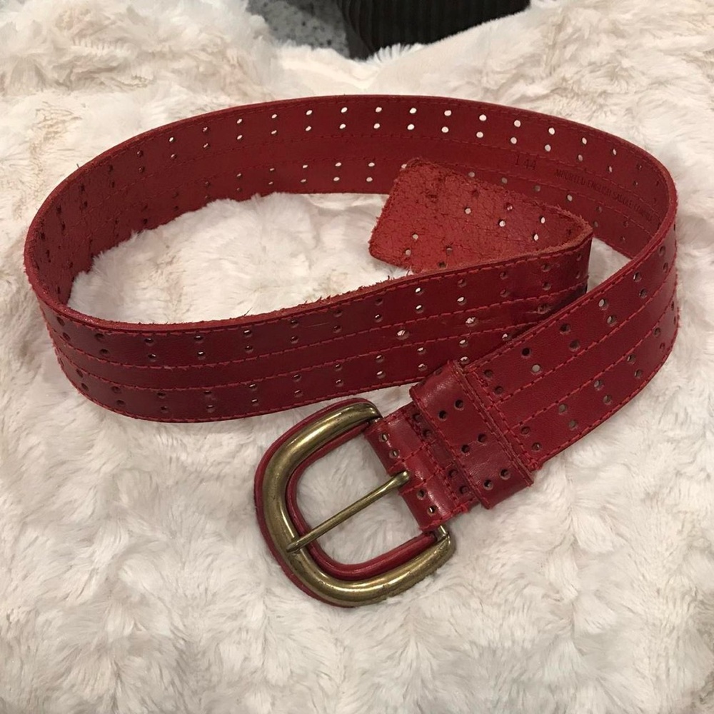 Vintage Christian Dior red leather belt